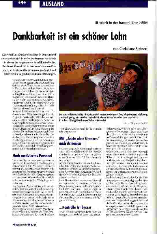Vorschauseite 1: Dankbarkeit ist ein schöner Lohn Arbeit in der humanitären Hilfe