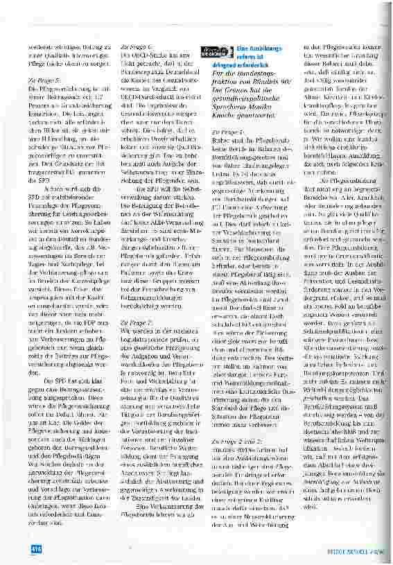 Vorschauseite 5: Bundestagswahl 1998: Wie wollen die Parteien die Pflegeberufe gestalten?