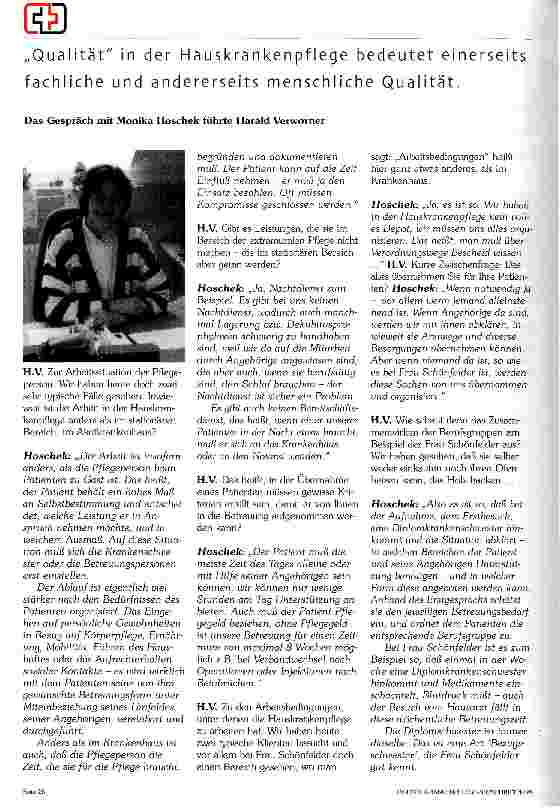 Vorschauseite 1: Qualität in der Hauskrankenpflege bedeutet einerseits fachliche und andererseits menschliche Qualität.
