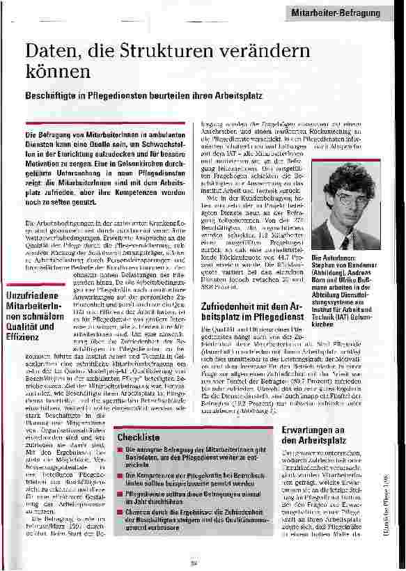 Vorschauseite 1: Daten, die Strukturen verändern können Beschäftigte in Pflegediensten beurteilen ihren Arbeitsplatz