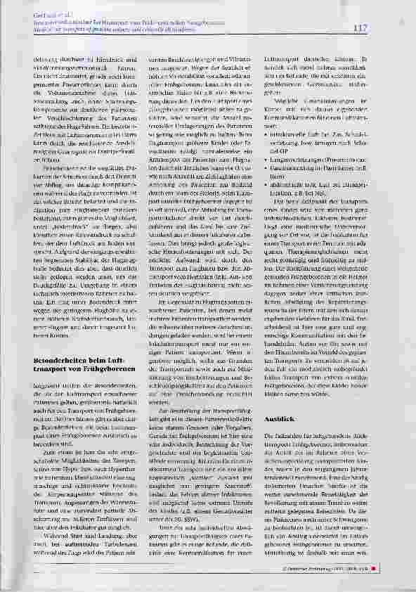 Vorschauseite 6: Intensivmedizinischer Lufttransport von Frühund reifen Neugeborenen