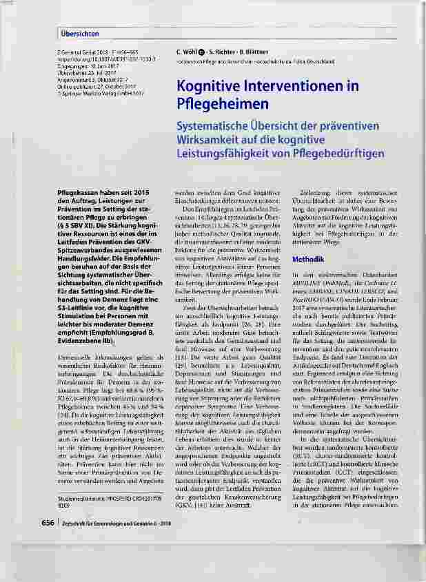 Vorschauseite 1: Kognitive Interventionen in Pflegeheimen