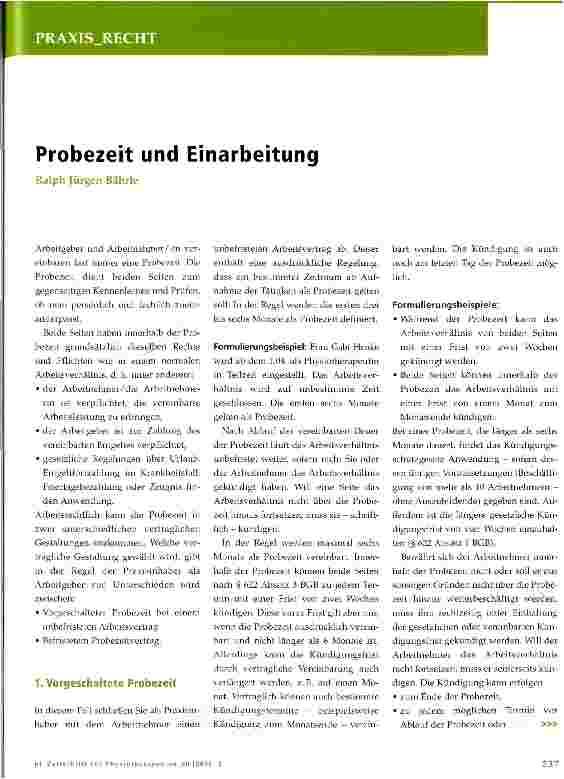 Vorschauseite 1: Probezeit und Einarbeitung