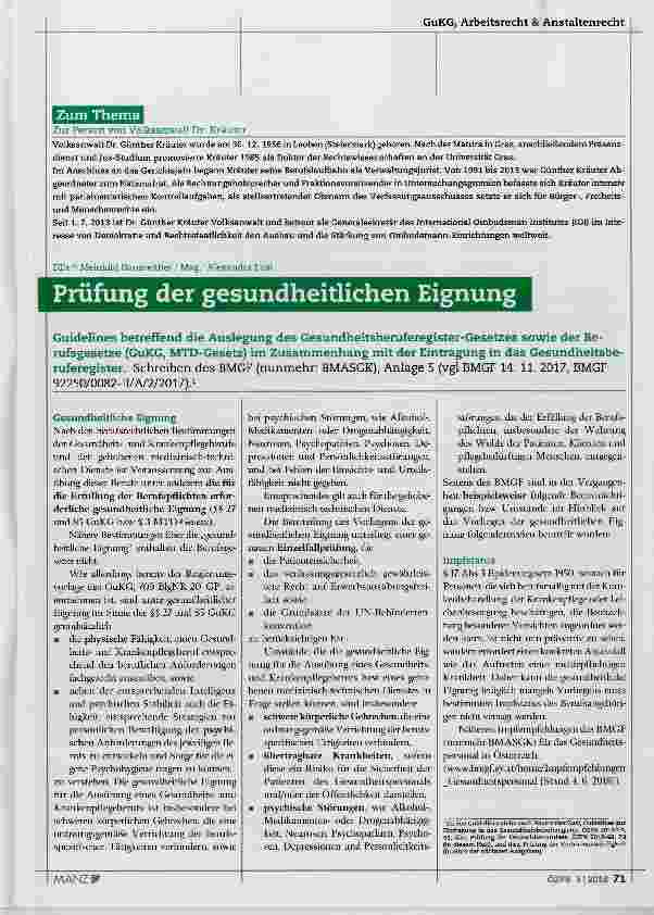 Vorschauseite 1: Prüfung der gesundheitlichen Eignung
