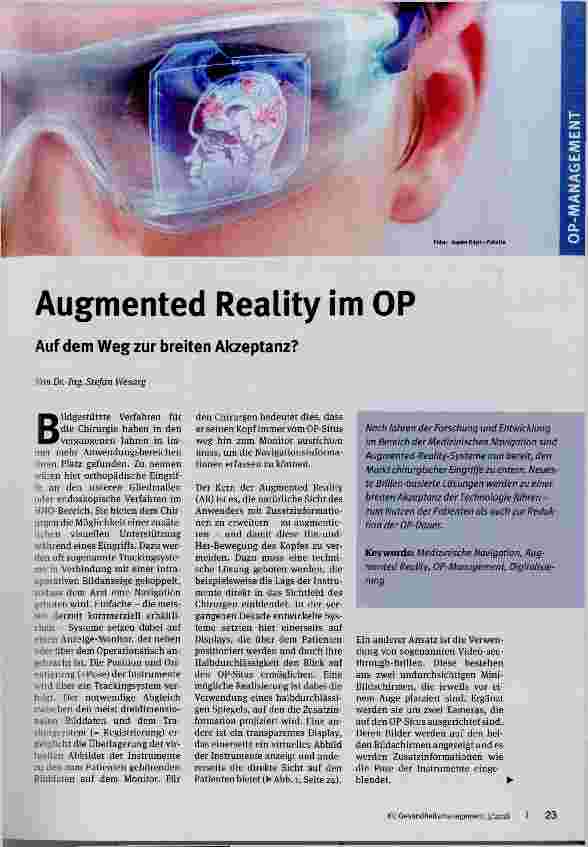 Vorschauseite 1: Augmented Reality im OP