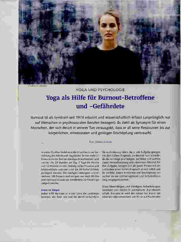 Vorschauseite 1: Yoga als Hilfe für Burnout-Betroffene und -Gefährdete