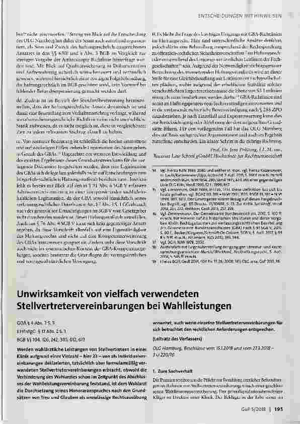 Vorschauseite 5: Keine originär haftungsrechtliche Standardbegründung durch Richtlinien des GBA