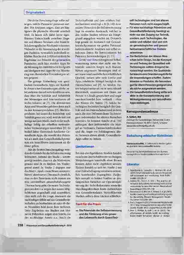 Vorschauseite 6: „Quantified seniors" Technisch unterstützte Selbstvermessung bei älteren Personen