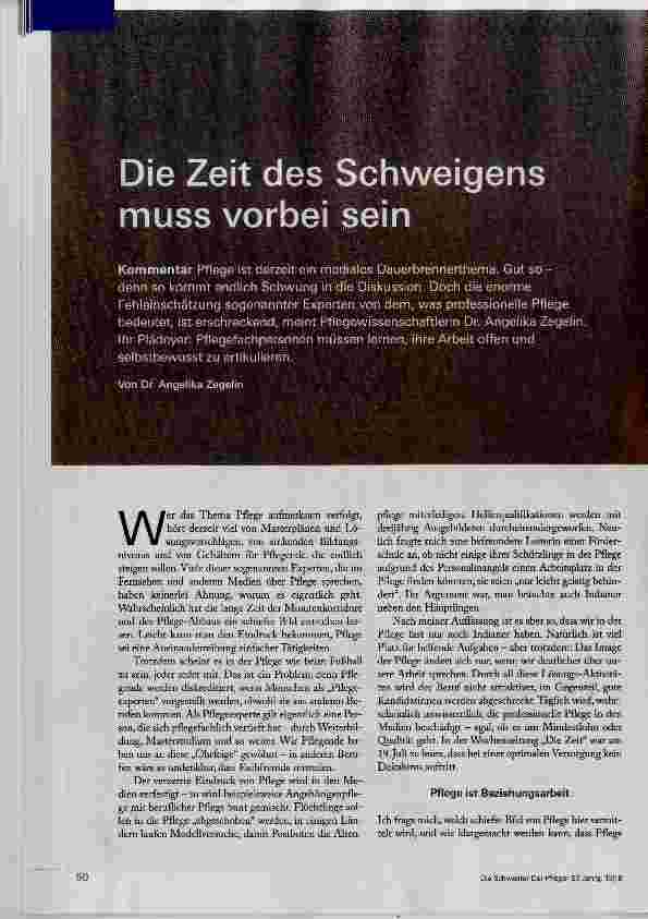 Vorschauseite 1: Die Zeit des Schweigens muss vorbei sein