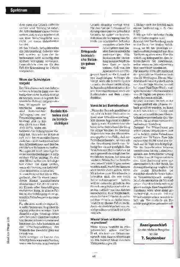 Vorschauseite 2: Die schönste Zeit im Jahr (?) Von Streitigkeiten zwischen Urlaubnehmern und Urlaubgebern