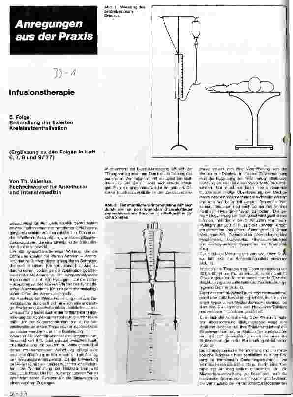 Vorschauseite 1: Infusionstherapie 5. Folge: Behandlung der fixierten Kreislaufzentralisation