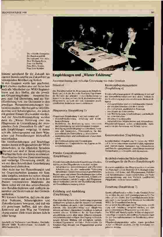 Vorschauseite 2: Welchen Stellenwert hat die Krankenpflege in Europa heute und morgen Eindrücke v. d.Europäischen Krankenpflegekonferenz der WHO Juni 1988