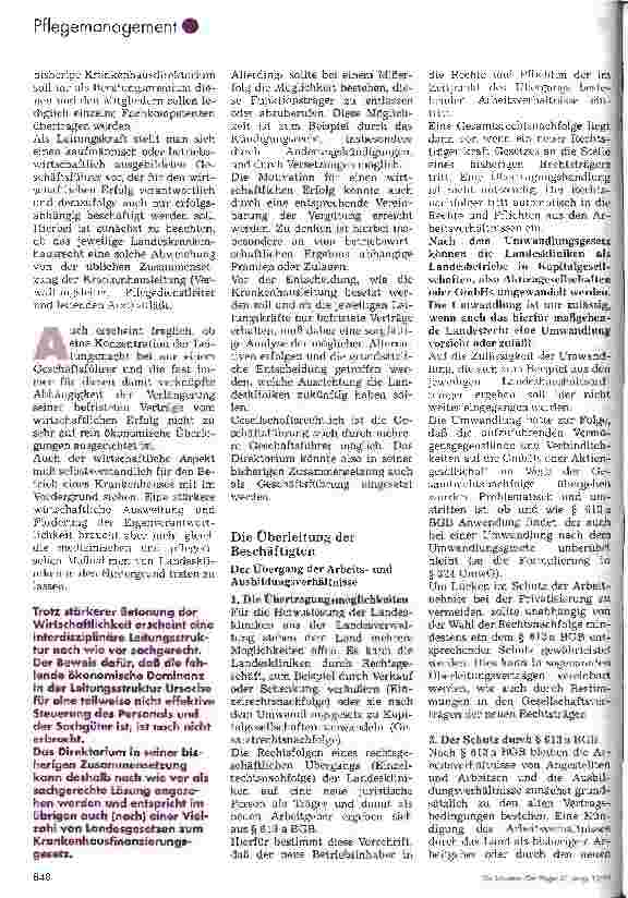 Vorschauseite 2: Die Privatisierung von landeseigenen Krankenhäusern aus arbeitsrechtlicher Sicht (Teil 1)