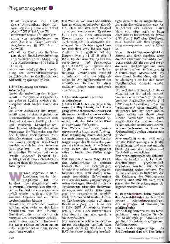 Vorschauseite 4: Die Privatisierung von landeseigenen Krankenhäusern aus arbeitsrechtlicher Sicht (Teil 1)