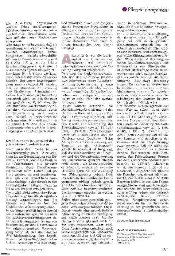 Vorschauseite 5: Die Privatisierung von landeseigenen Krankenhäusern aus arbeitsrechtlicher Sicht (Teil 1)