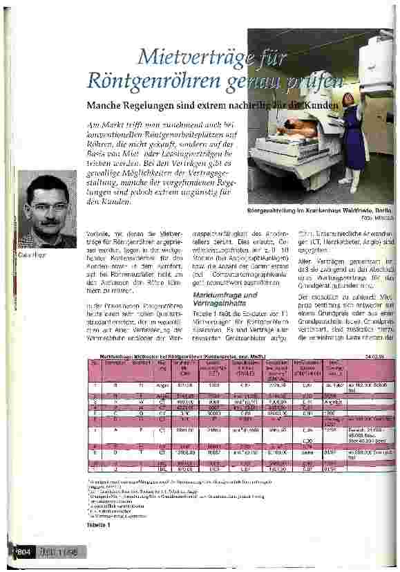 Vorschauseite 1: Mietverträge für Röntgenröhren genau prüfen Manche Regelungen sind extrem nachteilig für die Kunden