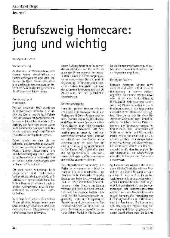 Vorschauseite 1: Berufszweig Homecare: jung und wichtig