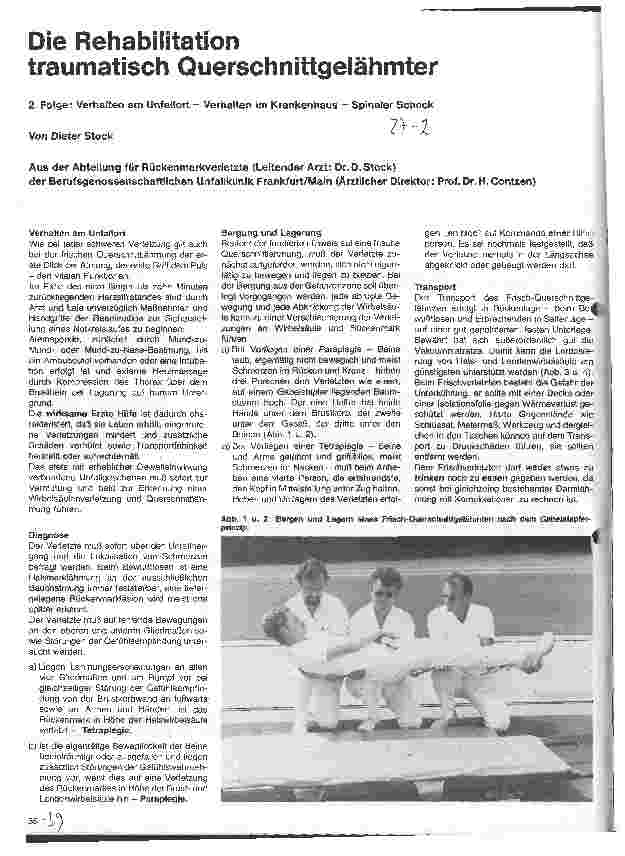 Vorschauseite 1: Die Rehabilitation traumatisch Querschnittgelähmter 2. Folge: Verhalten am Unfallort - Verhalten im KH -Spinaler Schock