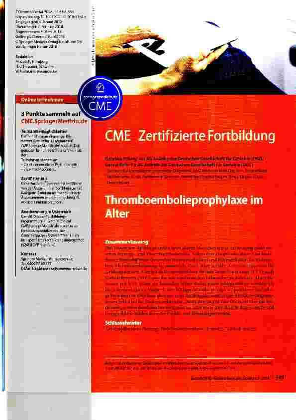 Vorschauseite 1: Thromboembolieprophylaxe im Alter