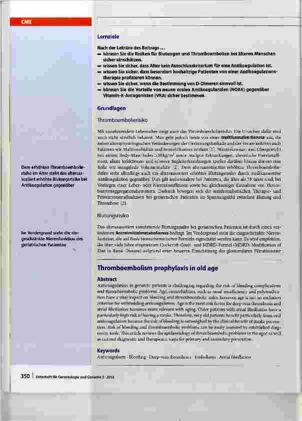 Vorschauseite 2: Thromboembolieprophylaxe im Alter