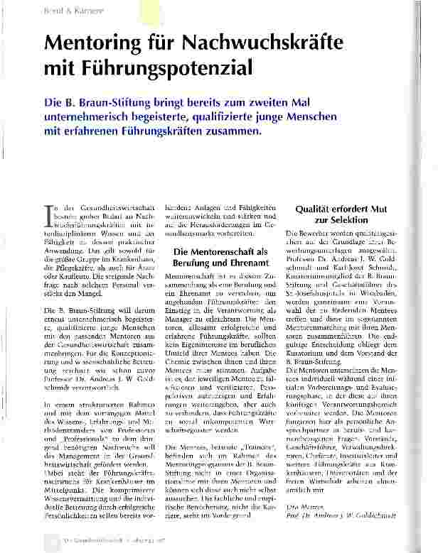 Vorschauseite 1: Mentoring für Nachwuchskräfte mit Führungspotenzial