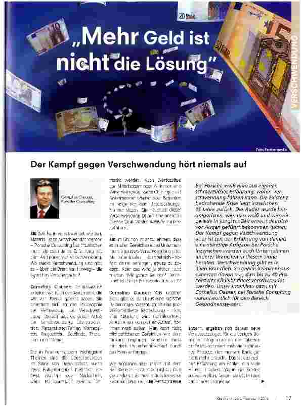 Vorschauseite 1: Mehr Geld ist nicht Lösung