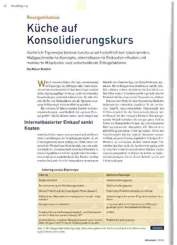 Vorschauseite 1: Küche auf Konsolidierungskurs