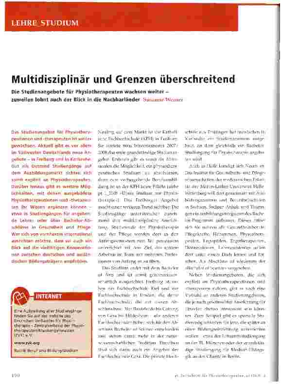 Vorschauseite 1: Multidisziplinär und Grenzen überschreitend