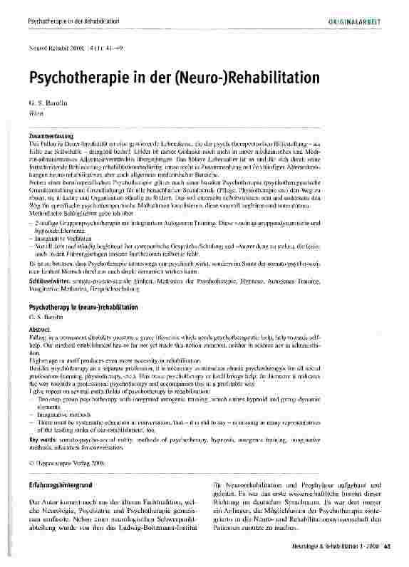 Vorschauseite 1: Psychotherapie in der (Neuro-)Rehabilitation