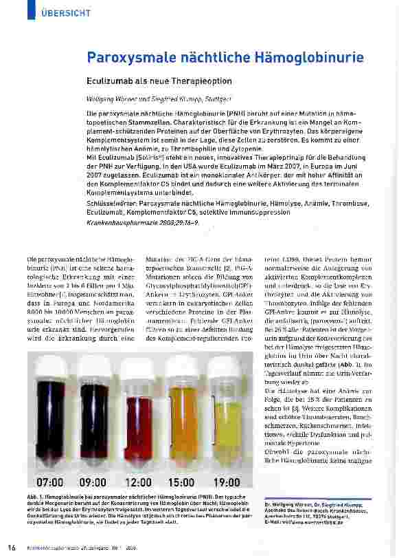Vorschauseite 1: Paroxysmale nächtliche Hämoglobinurie