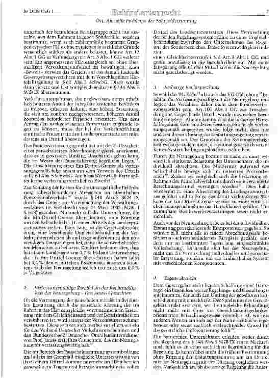 Vorschauseite 3: Aktuelle Probleme der Fahrgelderstattung im Schwerbehindertenrecht