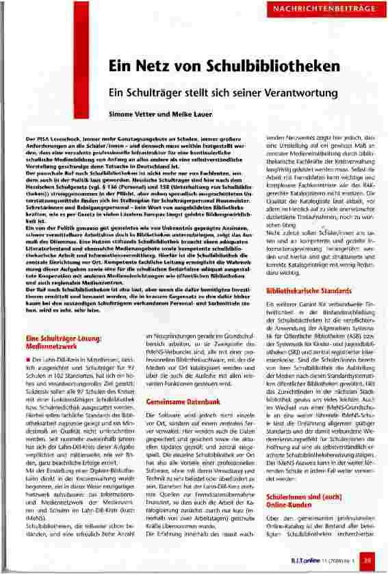 Vorschauseite 1: Ein Netz von Schulbibliotheken