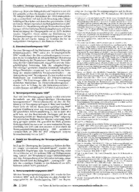 Vorschauseite 2: Das Versorgungsrecht im Entwurf des Dienstrechts-neuordnungsgesetzes (Teil 1 - Abschnitte I bis V)