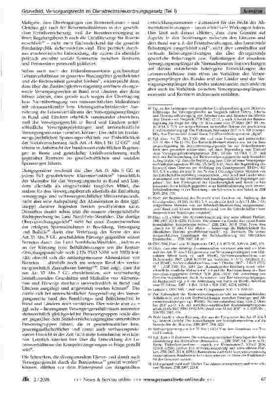 Vorschauseite 6: Das Versorgungsrecht im Entwurf des Dienstrechts-neuordnungsgesetzes (Teil 1 - Abschnitte I bis V)