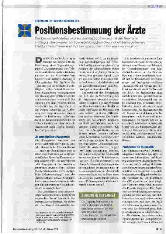 Vorschauseite 1: Positionsbestimmung der Arzte