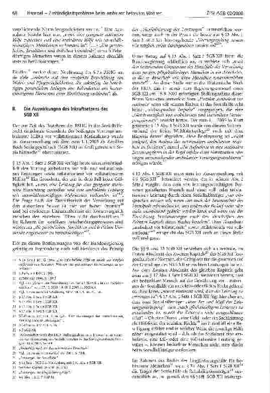 Vorschauseite 2: Zuständigkeitsprobleme beim ambulant betreuten Wohnen - Ein Beitrag zur Auslegung und Anwendung des § 98 Abs. 5 SGB XII