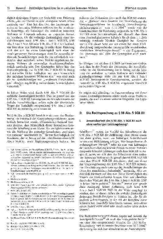 Vorschauseite 6: Zuständigkeitsprobleme beim ambulant betreuten Wohnen - Ein Beitrag zur Auslegung und Anwendung des § 98 Abs. 5 SGB XII