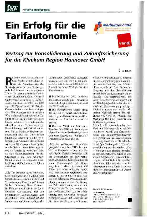 Vorschauseite 1: Ein Erfolg für die Tarifautonomie