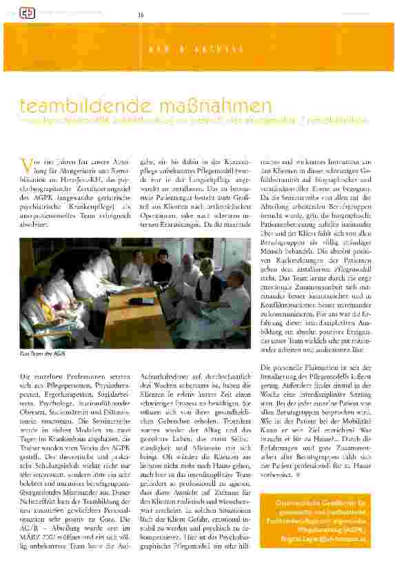 Vorschauseite 1: teambildende maßnahmen - multiprofessionelle weiterbilduns im bereich der akutseriatrie / remobilisation