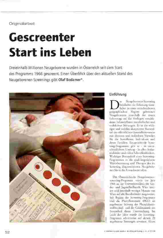 Vorschauseite 1: Gescreenter Start ins Leben