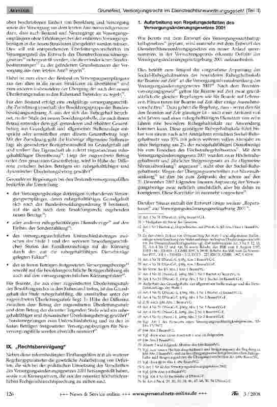 Vorschauseite 5: Das Versorgungsrecht im Entwurf des Dienstrechts-neuordnungsgesetzes (Teil 2 - Abschnitte VI bis XI)