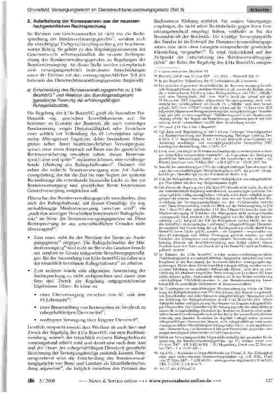 Vorschauseite 6: Das Versorgungsrecht im Entwurf des Dienstrechts-neuordnungsgesetzes (Teil 2 - Abschnitte VI bis XI)