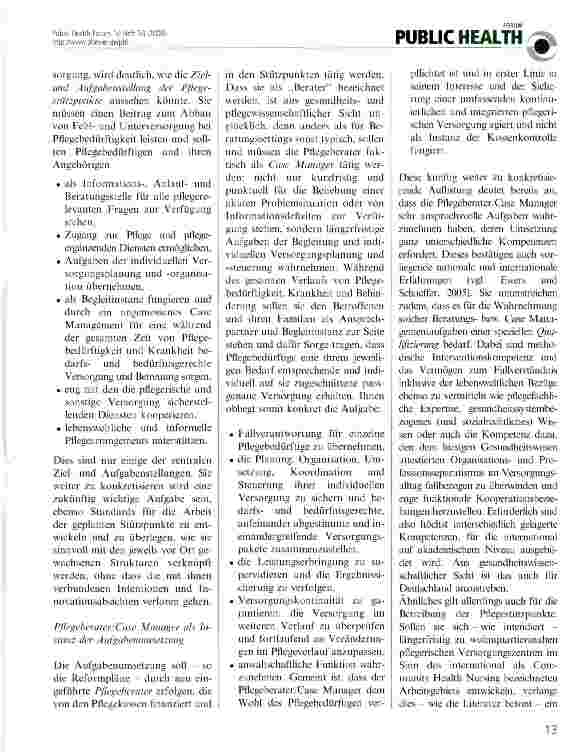 Vorschauseite 2: Pflegestützpunkte, Pflegeberater und Case Manager-neue Kompetenzprofile in den Gesundheitsberufen