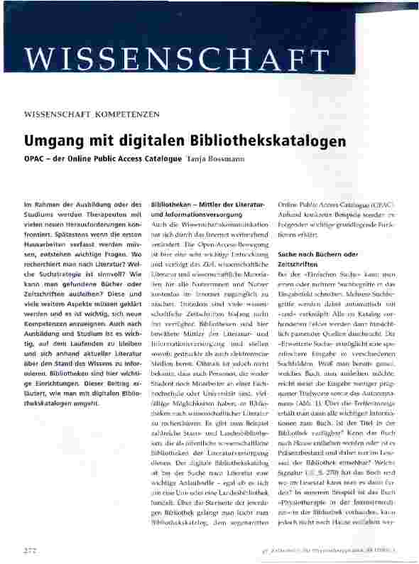 Vorschauseite 1: Umgang mit digitalen Bibliothekskatalogen