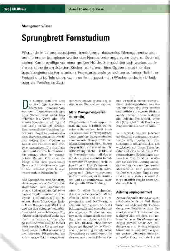 Vorschauseite 1: Sprungbrett Fernstudium