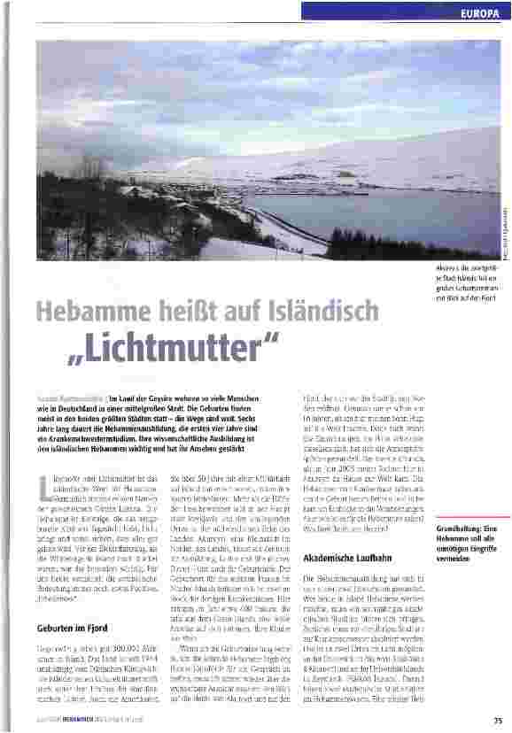Vorschauseite 1: Hebamme heißt auf Isländisch Lichtmutter