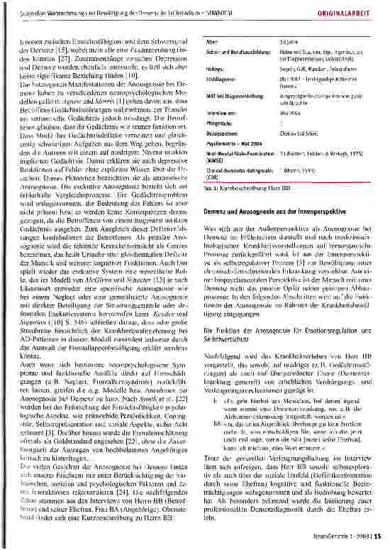 Vorschauseite 3: Subjektive Wahrnehmung und Bewältigung der Demenz im Frühstadium - SUWADEM