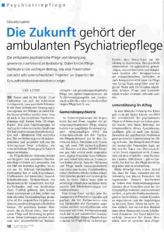 Vorschauseite 1: Die Zukunft gehört der ambulanten Psychiatriepflege