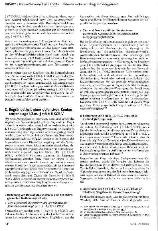 Vorschauseite 4: § 116 b II SGB V - Defensive Konkurrentenklage der Vertragsärzte?