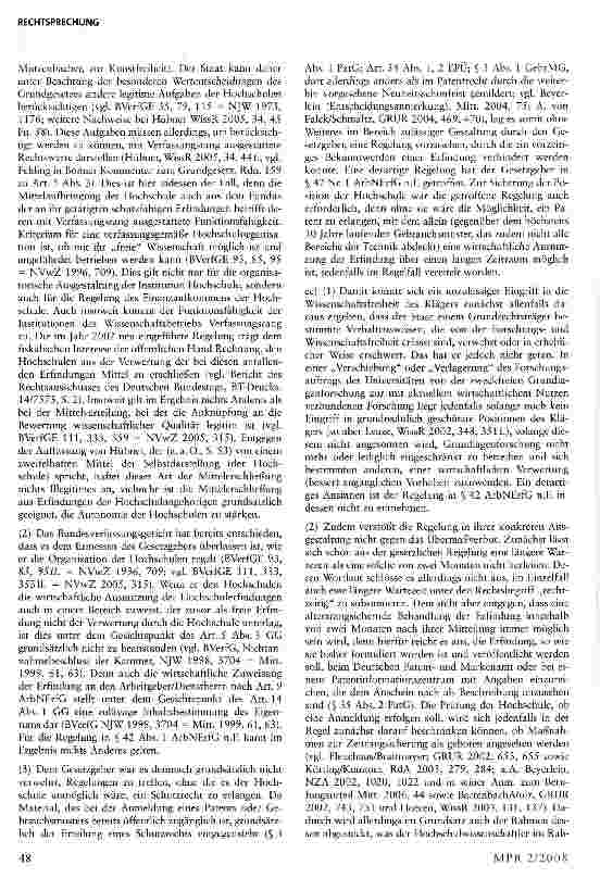 Vorschauseite 4: Gesetzliche Mitteilungspflicht des Hochschullehrers bei Veröffent-lichung von Diensterfindungen „selbststabilisierendes Kniegelenk verfassungsgemäß